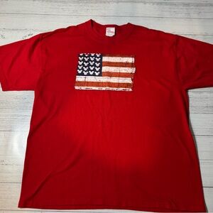 Vintage Authentic Disney Store Red T-Shirt with American Flag Mickey Design